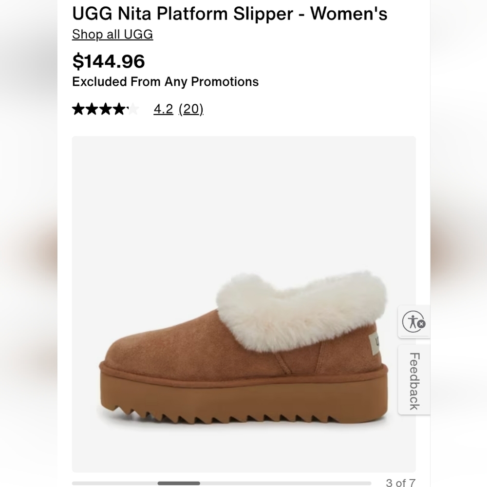 UGG Tan Platform Slippers with White Fur